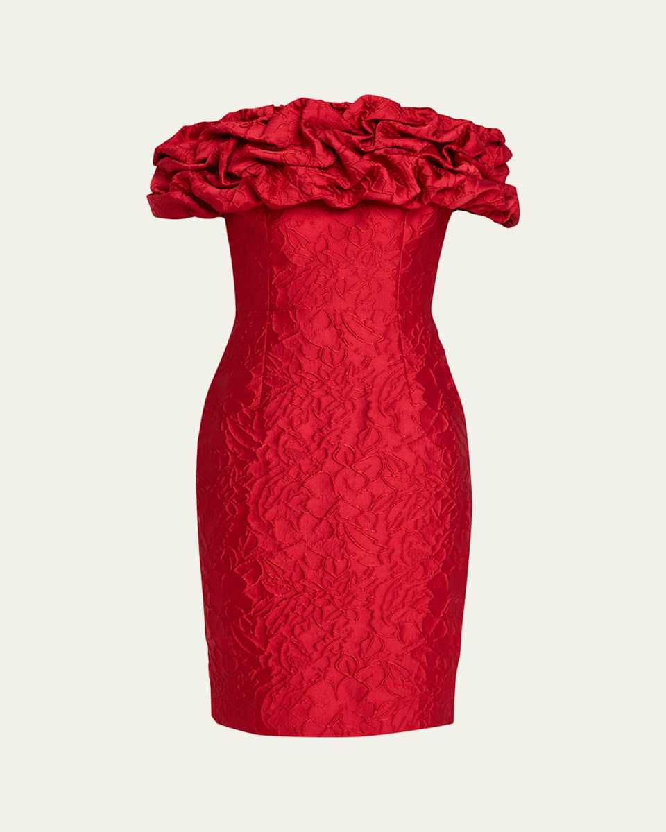 Off-Shoulder Textured Jacquard Dress